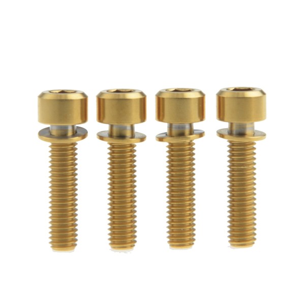 Wanyifa Titanium M6 x 25mm Allen Hex Bolts with Washers Screw for Bicycle V Brake Hub Fixed (Gold)