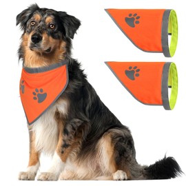 2 PCS Blaze Orange Dog Bandana- Hi-Vis Safety Vest for Hunting, Camping & Off-Leash Exploration | Reflective Dog Collar Gear