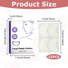 Pimple Patches 32 Stück Powerful Großes Pickel Patch mit Teebaumöl,Pickel Pflaster,Salicylsäure und Niacinamid,Schnelle Heilung für Große Zit Breakouts an Kinn, Wangen, Rücken.