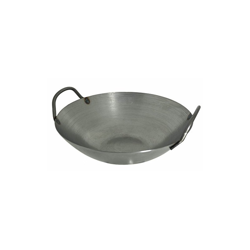 14 Inches Carbon Steel Flat Bottom Wok with Two Side