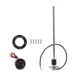 INFINAUTO Fuel Sending Unit and Gauge Kit 380mm Length Boat Fuel Sending Unit Marine Fuel Sender Unit Metal Black Silver Tone 240-33 Ohm