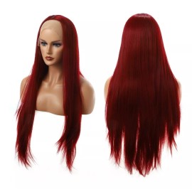 Vocoste Peluca Largo Liso De Niña 24'' Rojo Vino
