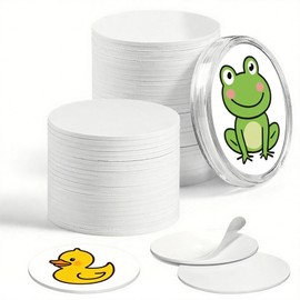 NTAG215 White Blank NFC Tags Round 50pcs with Adhesive Back Clear Plastic Coin Capsules Included Compatible with Amiibo Smartphones and Other NFC Devices (White-50)