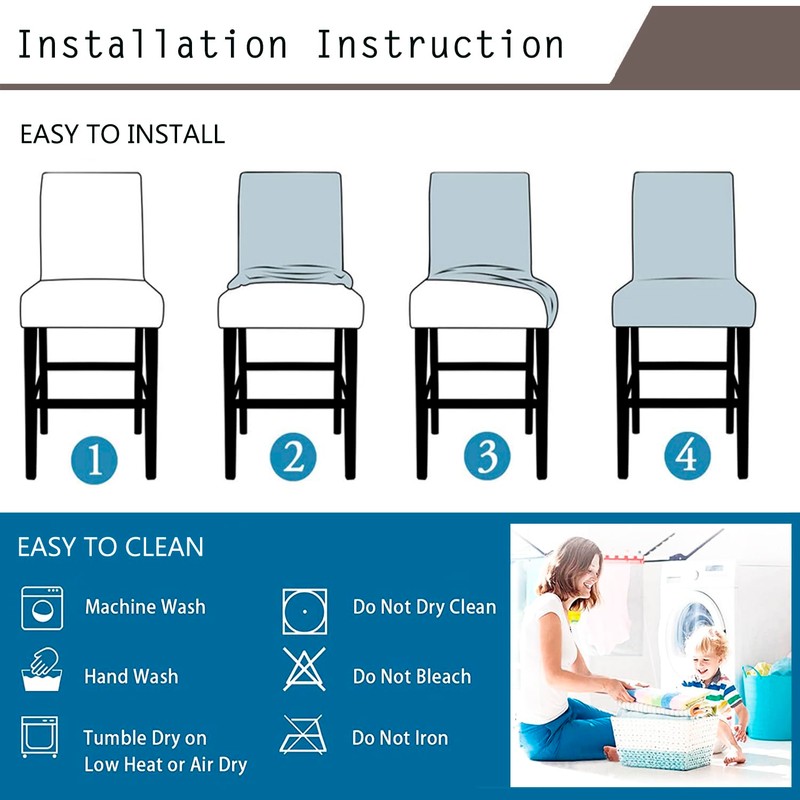 KELUINA Bar Stool Covers, Stretch Removable Washable Slipcover for Short