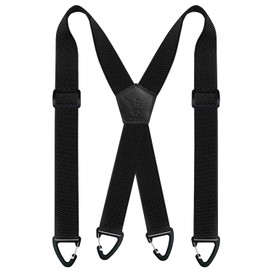 Fevaeno Mens Braces with Triangular Anti-slip Buckle Length Adjustable Elastic Suspenders for Men and Women (X Black)