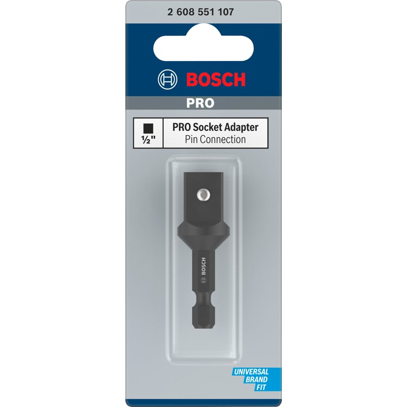 Bosch 2608551107 Adapter-1/4 hex to 1/2” Square, Silver, 1/4-Inch