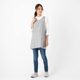 Watanosato Kurume Woven Double Pocket Apron, ashstripe