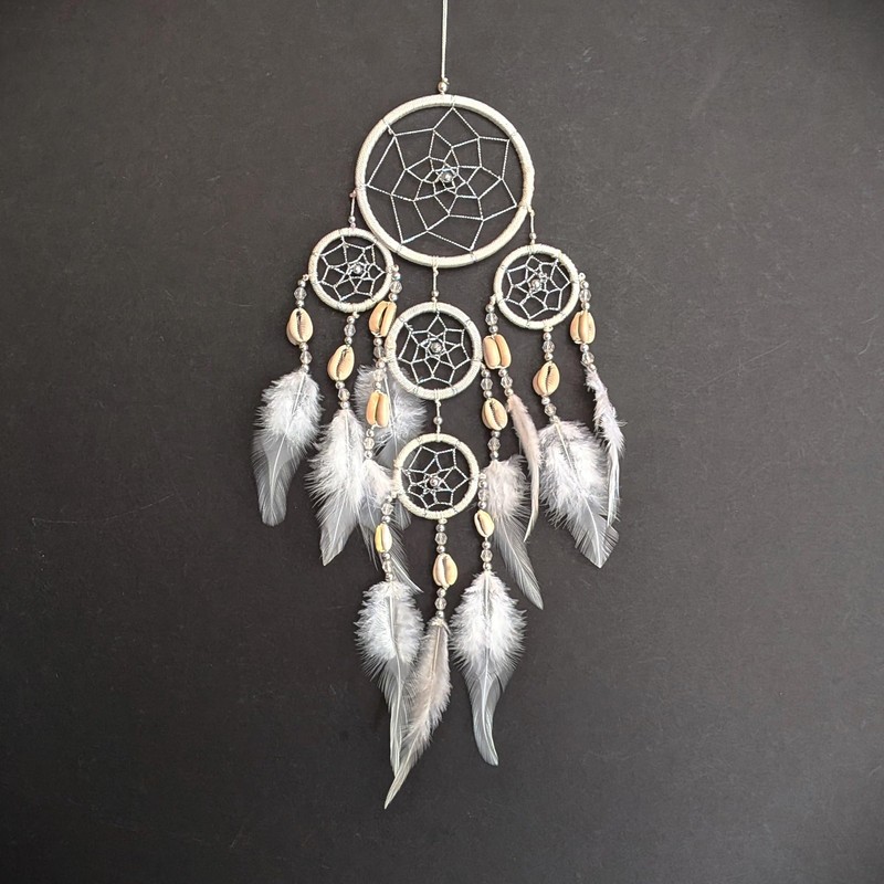 NATURAL WHITE DREAMCATCHER NATURAL CREAM FEATHERS DREAM CATCHER