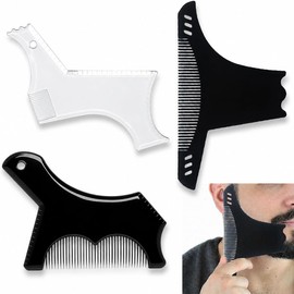 Tomedeks 3 Pezzi Modello per Barba Strumento per Modellare, Template per Styling Barba con Pettine per Uomo