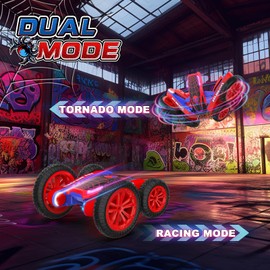 Spider Remote Control Car for Kids - 2.4Ghz Fast RC Stunt Cars, 360° Rotating 4WD RC Crawler with Lights, Rechargeable Car Toy for Boys Ages 6 7 8 9 10 Birthday Black&Red