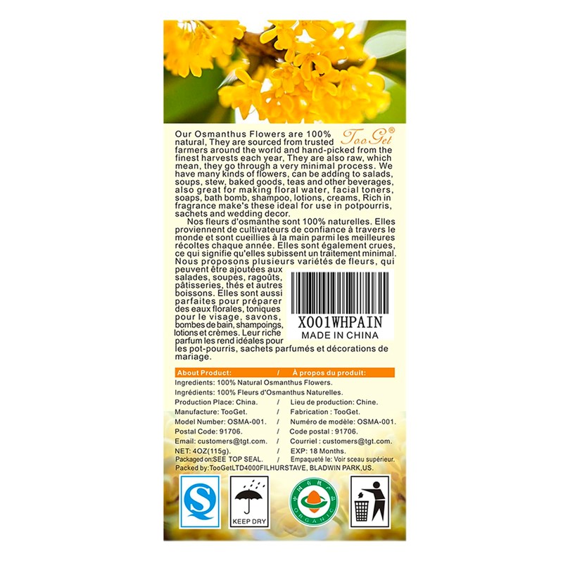 TooGet Fragrant Osmanthus Fragrans Herb Loose Leaf Tea 100% Natural