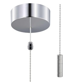 ElekTek Chrome Light Pull Switch Kit with Pull Chain and Connector Cylinder
