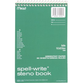 Spell-Write Steno Book, Gregg Rule, 6 x 9, Green, 80 Sheets/Pad