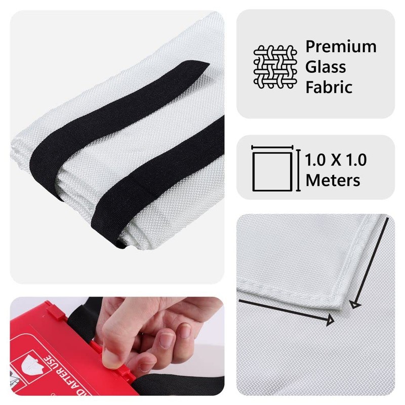 SAFETECH Fire Blanket Emergency for Kitchen,1m x 1m Safety Blanket