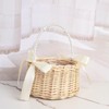 Wicker Rattan Flower Girl Basket, Handwoven Flower Basket with Handle