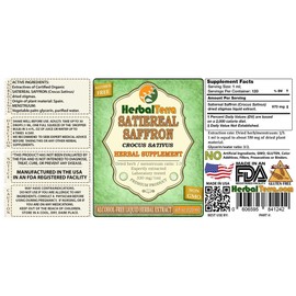 Satiereal Saffron (Crocus Sativus) Glycerite, Organic Dried Stigmas Alcohol-FREE Liquid Extract 2 oz