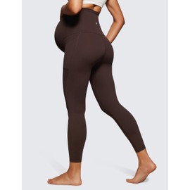 CRZ YOGA Womens Butterluxe Maternity Leggings with Pockets Over The Belly 25" - Workout Active Yoga Pregnancy Pants Soft Hot Fudge Brown Medium