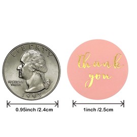 LOOGI Thank You Stickers, Pack of 500 Thank You Labels for Decorative Packaging (Pink, 2.5 cm)