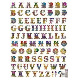 Charo Colourful Letters ABC Sticker Number 9 mm High 1 Sheet 135 mm x 100 mm Sticker Crafts Kids Party Metallic Look