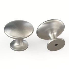 LONTAN Pack of 10 Furniture Knobs, Cupboard Knobs, Brushed Stainless Steel Kitchen Knobs, Silver Furniture Knobs, Modern Door Knobs, Silver Furniture Knobs, Round Drawer Knobs, Furniture Knobs, One