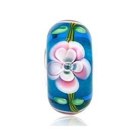 ARTCHARM Glass Charm 925 Sterling Silver Core Glodfish Flower Glass Charms Valentine's Day Gift for Lovers/Friends/Mothers/Travelers, Sterling Silver Glass