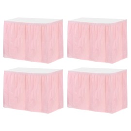 sourcing map 4 Pack Light Pink Plastic Table Skirts, 29 in x 14 Ft Table Skirts for Rectangle Tables, Disposable Table Covers for Birthday Wedding Party