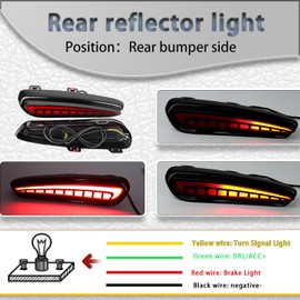 PGTOPONE Red LED Rear Bumper Reflectors Fog Brake Tail Light Lamps Compatible with Honda Civic TYPE R 2024 2025 Turn Signal DRL Kits (SMOKED STYLE)