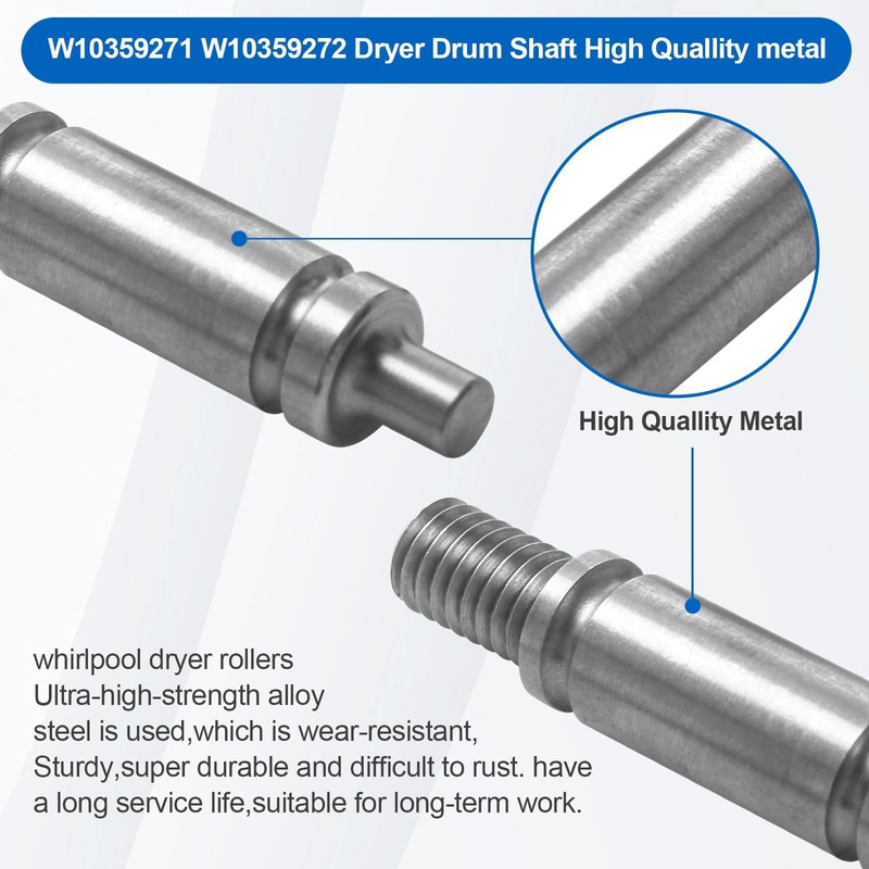 W10359271 W10359272 Dryer Front Back Drum Support Roller Shaft kit,