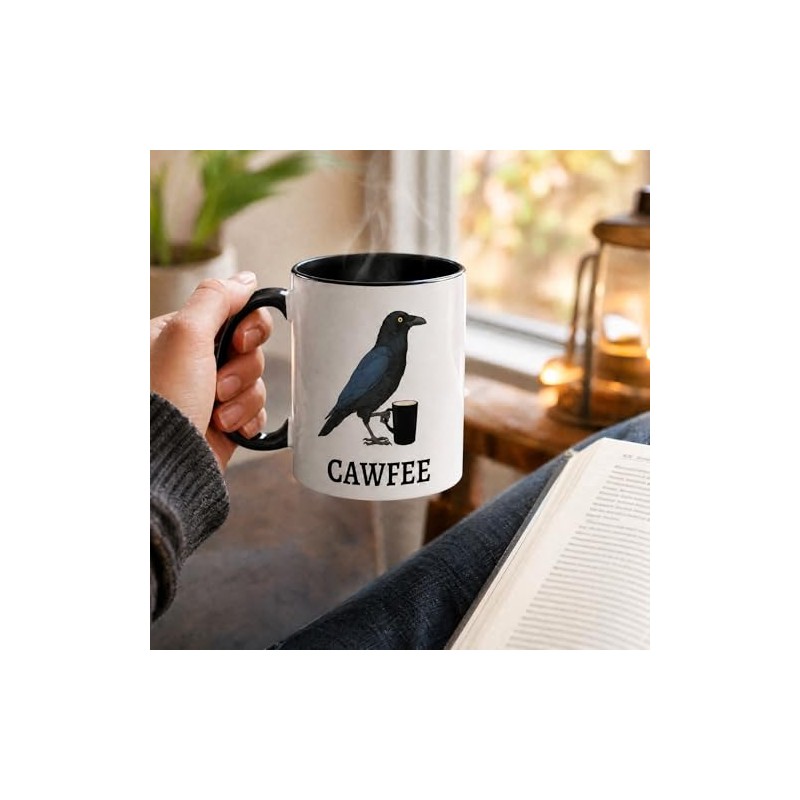 ONRRI 11 Oz Ceramic Mug With Black Interior And Handle,