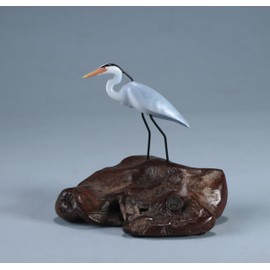 Blue Heron sculpture by John Perry 4in tall on burl base