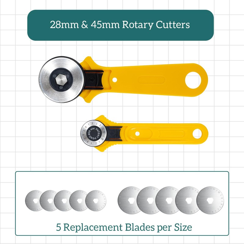 Rotary Cutter Set for Sewing & Quilting, 28mm & 45mm
