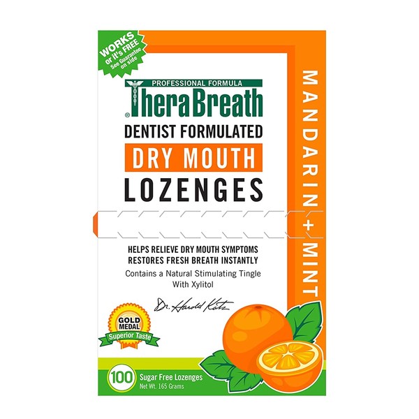 TheraBreath Dentist Recommended Dry Mouth Lozenges, Sugar Free, Mandarin Mint Flavor (300-Count)
