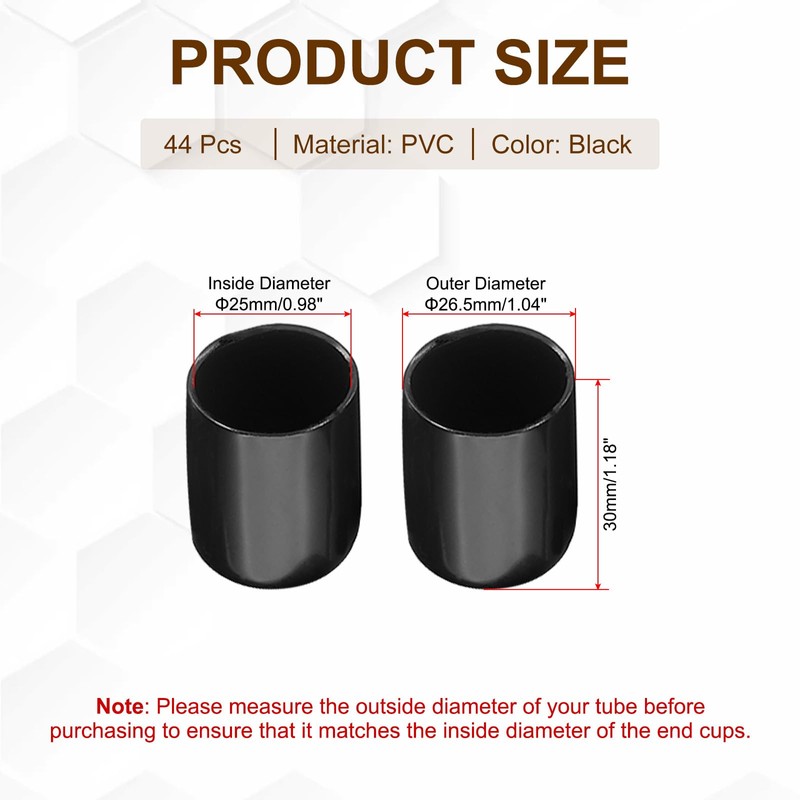 PATIKIL 25mm/0.98" Rubber End Cap, 44pcs PVC Cover Flexible Cap