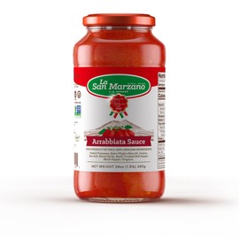 La San Marzano - Arrabiata Sauce - Pasta Sauce with 100% Italian Tomatoes Made in Italy - Tomato Paste with Fresh and Natural Ingredients Non-GMO Tomatoes, Vegan, Gluten Free, Kosher, Mediterranean Diet 24 Ounce Jar