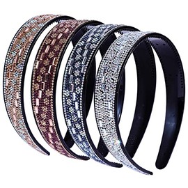 Diademas de diamantes de imitación brillantes para mujer, 4 unidades, diademas de cristal antideslizantes con dientes y aro de diamantes de imitación, accesorios cómodos para la cabeza para f