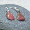 Custom Tumbled Rhodonite Stone Dangling Earrings - 1 Set