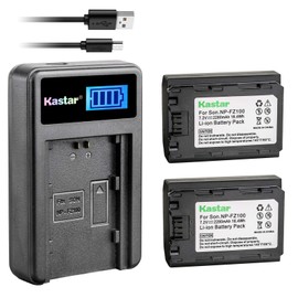 Kastar Battery (X2) & LCD USB Charger for Sony NP-FZ100 BC-QZ1 and Sony Alpha 9, Alpha A9, Alpha 9R, Alpha A9, Alpha A9R, Alpha a9S, Alpha A7R III, Alpha A7R3, Alpha ILCE-7RM3 Camera