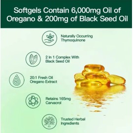 Aceite De Orégano 300cápsulas Con Aceite De Semilla Negra
