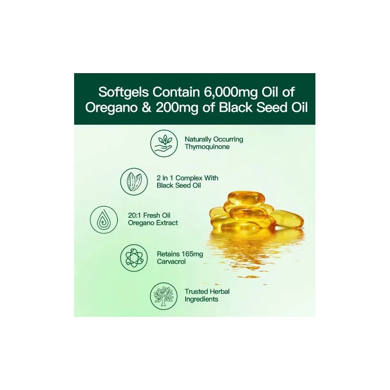 Aceite De Orégano 300cápsulas Con Aceite De Semilla Negra