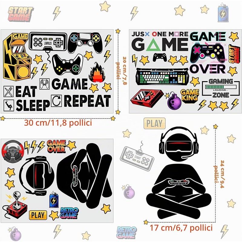 Adesivi Murali Fluorescenti Gioco Adesivo Murale Gamer Adesive da Parete