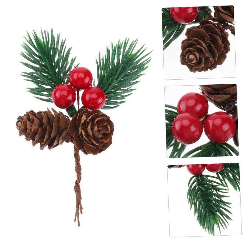 MAGICLULU 10pcs Lifelike Christmas Pine Tree Branches Berries and Pine