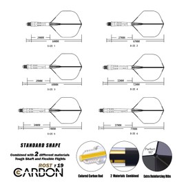 CUESOUL ROST T19 Carbon Integrated Dart Shaft and Flight, Standard Shape, Set of 3