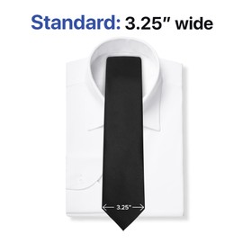 boxed-gifts Tie for Men Satin Finish Necktie - Standard 3.25 Wide Ties - Black