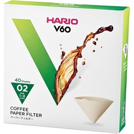 Hario V60 Paper Coffee Filter, Size 02, Natural, 40ct Box