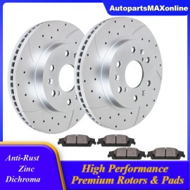 AutopartsMAXonline Fit for Chevy GMC Tahoe Yukon Silverado Sierra 1500 Front Rotors and Brake Pads