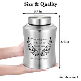 Urns for Ashes Decorative Urns for Adult Human Ashes Large Stainless Steel Cremation Urns for Human Keepsake Up to 220 lbs