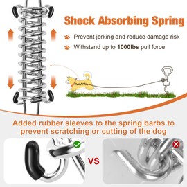 Tresbro 25 ft Dog Tie Out Cable, Heavy Duty Chains for Outside with Spring Swivel Lockable Hook, Pet Runner Cable Leads for Yard, Line Tether for Medium Large Dogs Up to 500 LBS