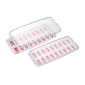 Westmark Luna Ice Cube Maker - Ice Cube Tray with Lid for Making 18 Small Round Ice Cubes / Balls, Transparent/Red/White - Plastic, BPA Free, 2