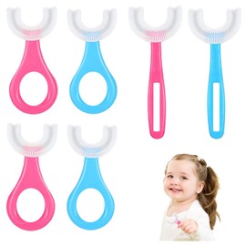 Kinder U Förmige Zahnbürste,6 PCS Baby Zahnbürste 360°Mundpflege Silikonbürstenkopf Baby Zahnbürste für Kinder Kleinkind Baby (im Alter von 2~12)