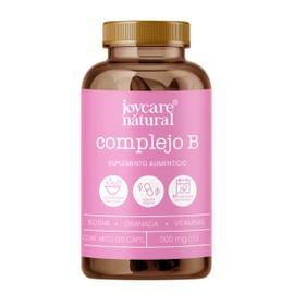 JOYCARE NATURAL Complejo B Suplemento Alimenticio Biotina Granda en Cápsula Vitamina B12 Ingredientes Naturales Vegano  Presentación Individual, 120  